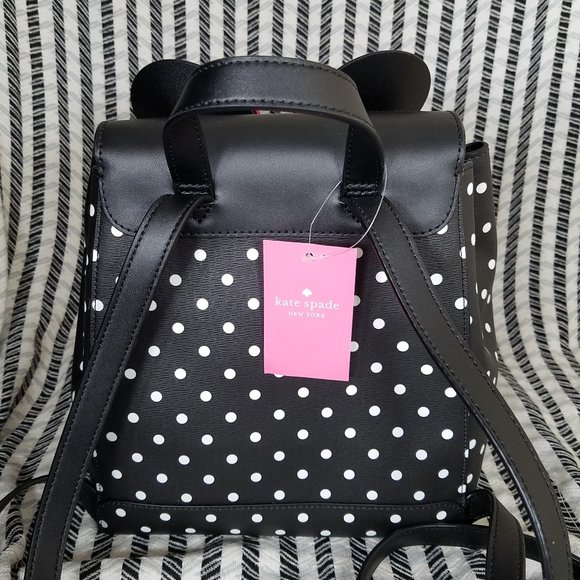 MAKE A REASONABLE OFFER Kate Spade Dot Minnie Mouse Black backpack New With Tag - Picture 6 of 7